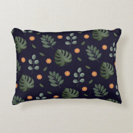 Elegant Modern Navy Botanisch Blad Bloemmotief Accent Kussen