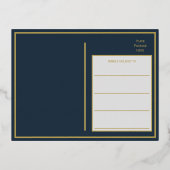 Elegant modern Navy Gold Foil RSVP Briefkaart (Achterkant)