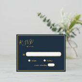 Elegant modern Navy Gold Foil RSVP Briefkaart (Staand Voorkant)
