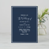 Elegant Modern Navy Silver Wedding Folie Uitnodiging (Staand Voorkant)