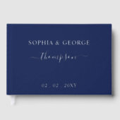 Elegant Modern Navy Silver Wedding Gastenboek (Voorkant)