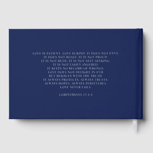 Elegant Modern Navy Silver Wedding Gastenboek (Achterkant)