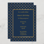 ELEGANT MODERN NAVY STAR GOLD INVITATION KAART (Voorkant / Achterkant)