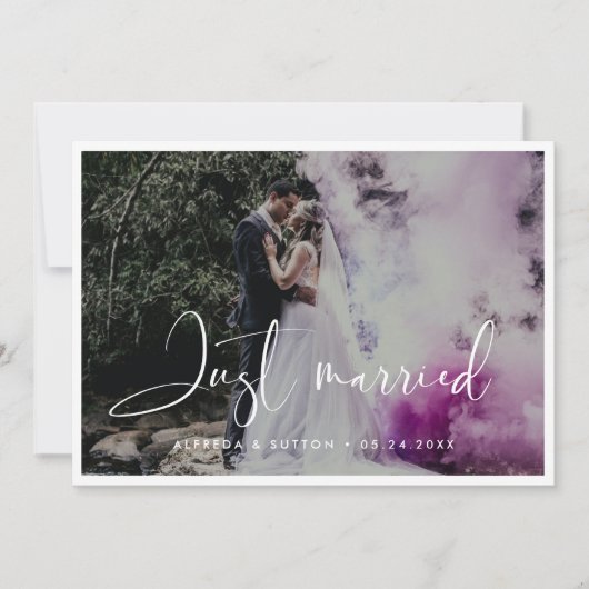 Elegant & modern Net getrouwd fotokaart Aankondiging (Voorkant)