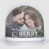 Elegant Modern Newlyweds Keepsake Christmas Sneeuwbol (Voorkant)