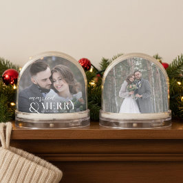 Elegant Modern Newlyweds Keepsake Christmas Sneeuwbol