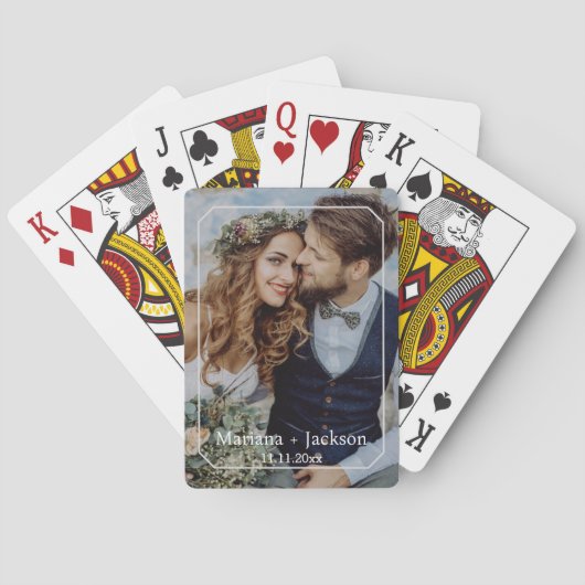 elegant modern newlyweds photo wedding favors pokerkaarten (Achterkant)