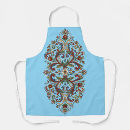 Elegant Modern Norwegian Rosemaling Floral Art  Schort