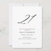 Elegant modern nummer 21st verjaardag kaart (Voorkant)