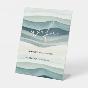 Elegant Modern Ocean Beach Network WiFi-wachtwoord Reclamebord Met Voetstuk