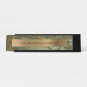 Elegant modern olijfgroen marmer geborsteld goud bureau naambordje (Voorkant)