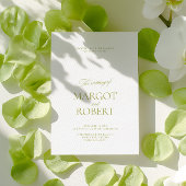 Elegant Modern Olive Green & White Wedding Kaart