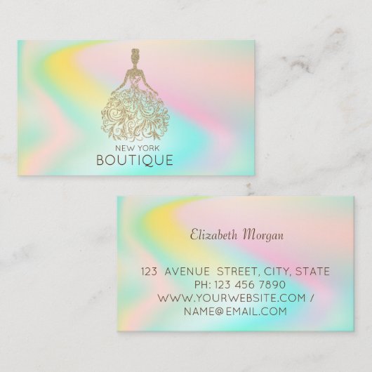 Elegant Modern Ombre Glitter Dress Visitekaartje (Voorkant / Achterkant)