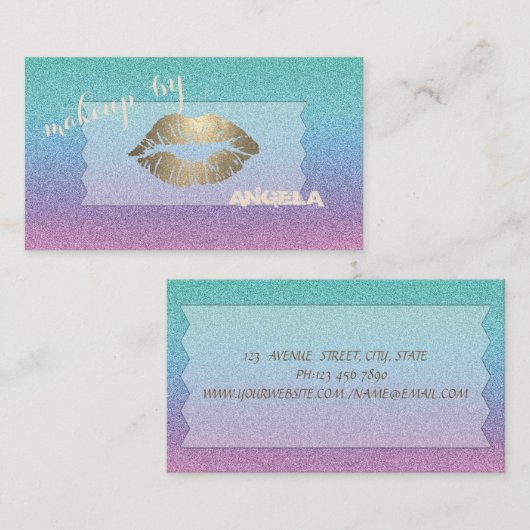Elegant Modern Ombre Glitter Lips, Makeup Visitekaartje (Voorkant / Achterkant)