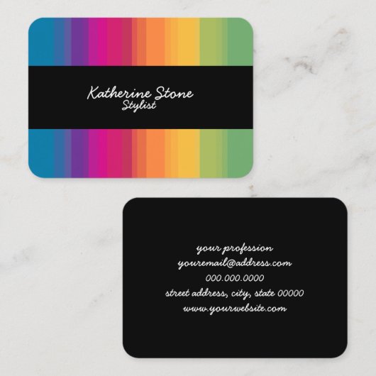 Elegant modern ombre gradiënt kleurrijke regenboog visitekaartje (Voorkant / Achterkant)