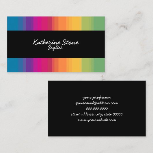 Elegant modern ombre gradiënt kleurrijke regenboog visitekaartje (Voorkant / Achterkant)