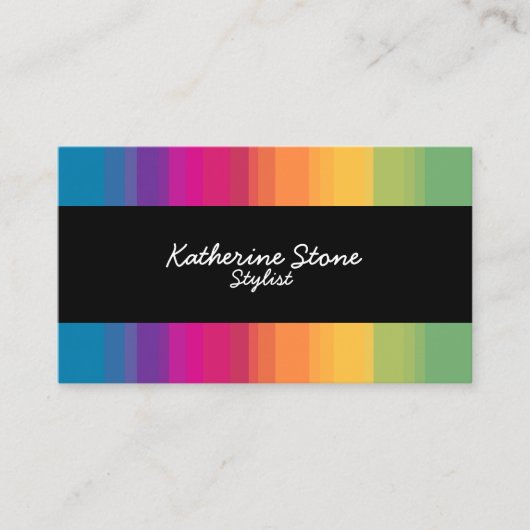 Elegant modern ombre gradiënt kleurrijke regenboog visitekaartje (Voorkant)