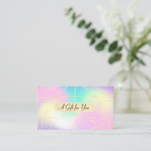 Elegant modern Ombre Holographic Geometric, Stripe Kortingskaartje (Staand voorkant)