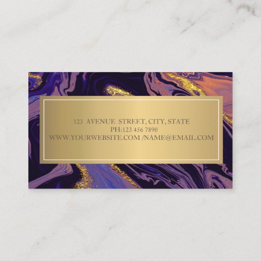 Elegant Modern Ombre Marble Gold Touch Visitekaartje (Achterkant)