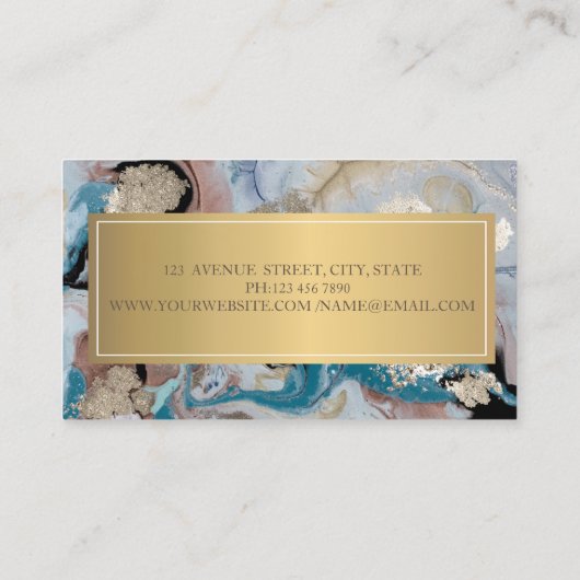 Elegant Modern Ombre Marble Gold Visitekaartje (Achterkant)