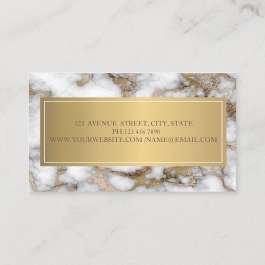 Elegant Modern Ombre Marble White Gold Visitekaartje (Achterkant)