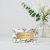 Elegant Modern Ombre Marble White Gold Visitekaartje (Staand voorkant)