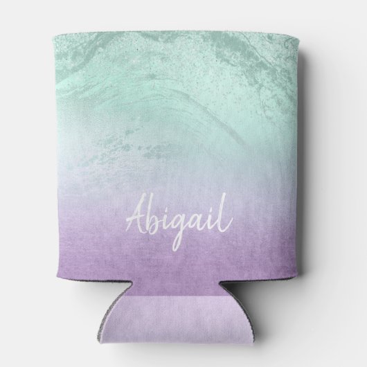 Elegant modern ombre paars & mint glitter marmer blikjeskoeler (Achterkant)