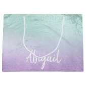 Elegant modern ombre paars & mint glitter marmer groot cadeauzakje (Voorkant)
