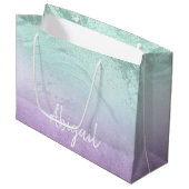 Elegant modern ombre paars & mint glitter marmer groot cadeauzakje (Voorkant Gekanteld)