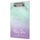 Elegant modern ombre paars & mint glitter marmer klembord (Links)