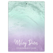 Elegant modern ombre paars & mint glitter marmer klembord (Achterkant)