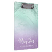 Elegant modern ombre paars & mint glitter marmer klembord (Rechts)