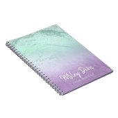 Elegant modern ombre paars & mint glitter marmer notitieboek (Rechterzijde)