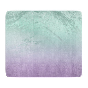 Elegant modern ombre paars & mint glitter marmer snijplank