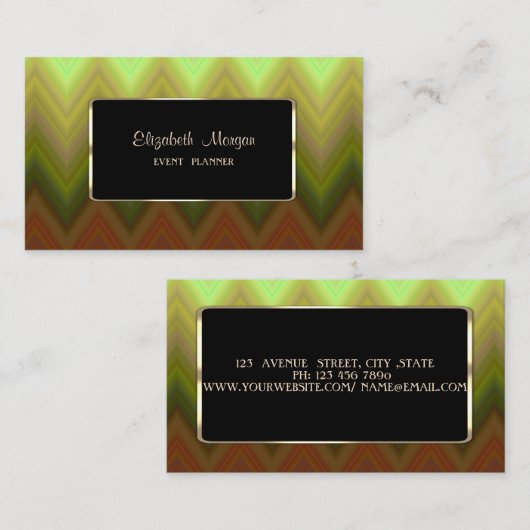 Elegant, Modern, Ombre Zigzag Chevron Visitekaartje (Voorkant / Achterkant)