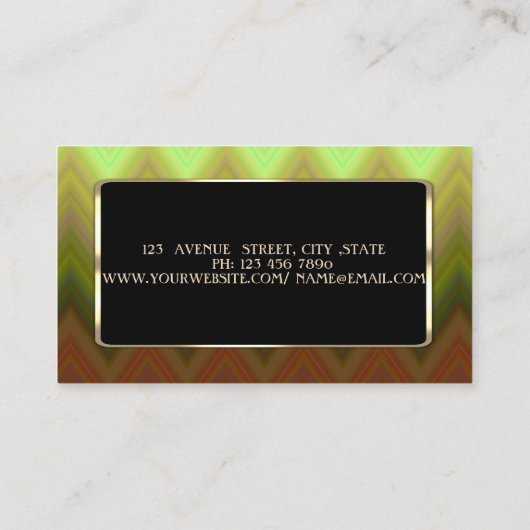 Elegant, Modern, Ombre Zigzag Chevron Visitekaartje (Achterkant)