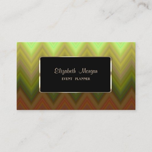 Elegant, Modern, Ombre Zigzag Chevron Visitekaartje (Voorkant)