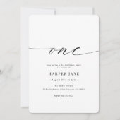 Elegant Modern One 1st Birthday Uitnodiging (Voorkant)