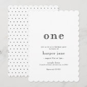 Elegant Modern One 1st Birthday Uitnodiging (Voorkant / Achterkant)