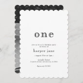 Elegant Modern One 1st Birthday Uitnodiging (Voorkant / Achterkant)