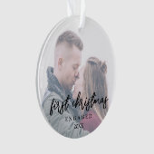 Elegant modern onze eerste kerstfoto ornament (voorkant)