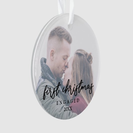 Elegant modern onze eerste kerstfoto ornament (voorkant)