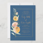 Elegant Modern Oranje Blauw Waterverf Bloemen Kaart (Voorkant)