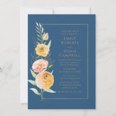 Elegant Modern Oranje Blauw Waterverf Bloemen Kaart (Voorkant)