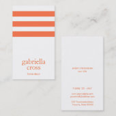 Elegant modern Oranje en wit gestreept Visitekaartje (Voorkant / Achterkant)