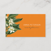 Elegant Modern  Oranje fruitbloesems Visitekaartje (Voorkant)