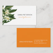 Elegant Modern  Oranje fruitbloesems Visitekaartje (Voorkant / Achterkant)
