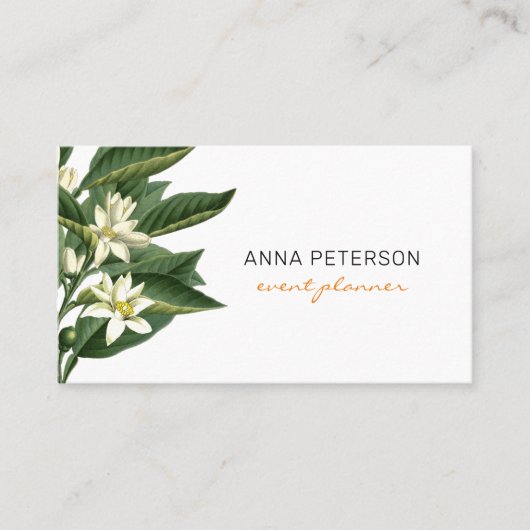 Elegant Modern  Oranje fruitbloesems Visitekaartje (Voorkant)