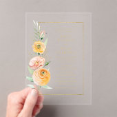 Elegant Modern Oranje geel Waterverf Bloemen Acryl Uitnodigingen (Insitu (Draagbaar))