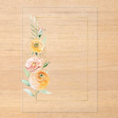 Elegant Modern Oranje geel Waterverf Bloemen Acryl Uitnodigingen (Voorkant)